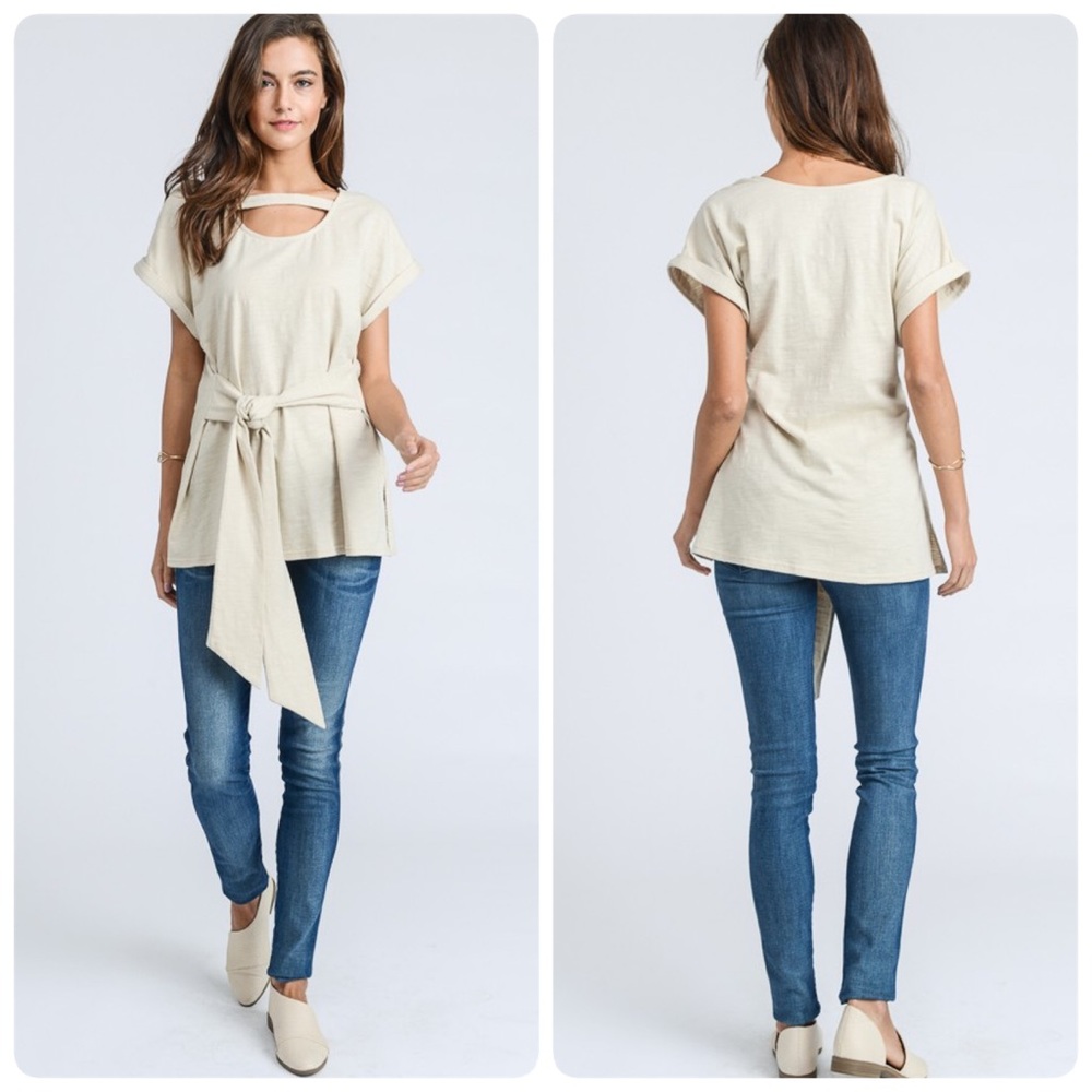 Tie Front Cream Top